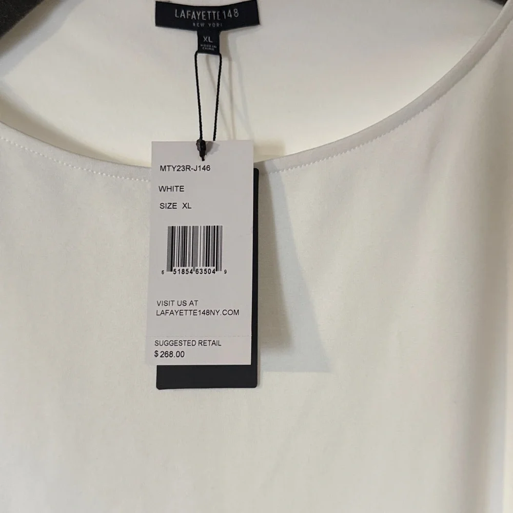 NWT -   Lafayette 148 New York White Long Sleeve Top - Picture 3 of 5